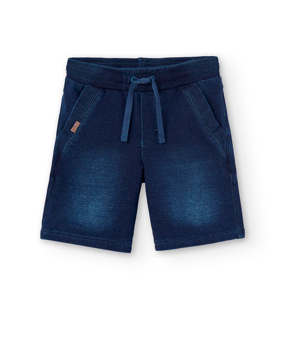Bermuda de niño de punto con cordón de ajuste - Boboli - Azul Azul-1