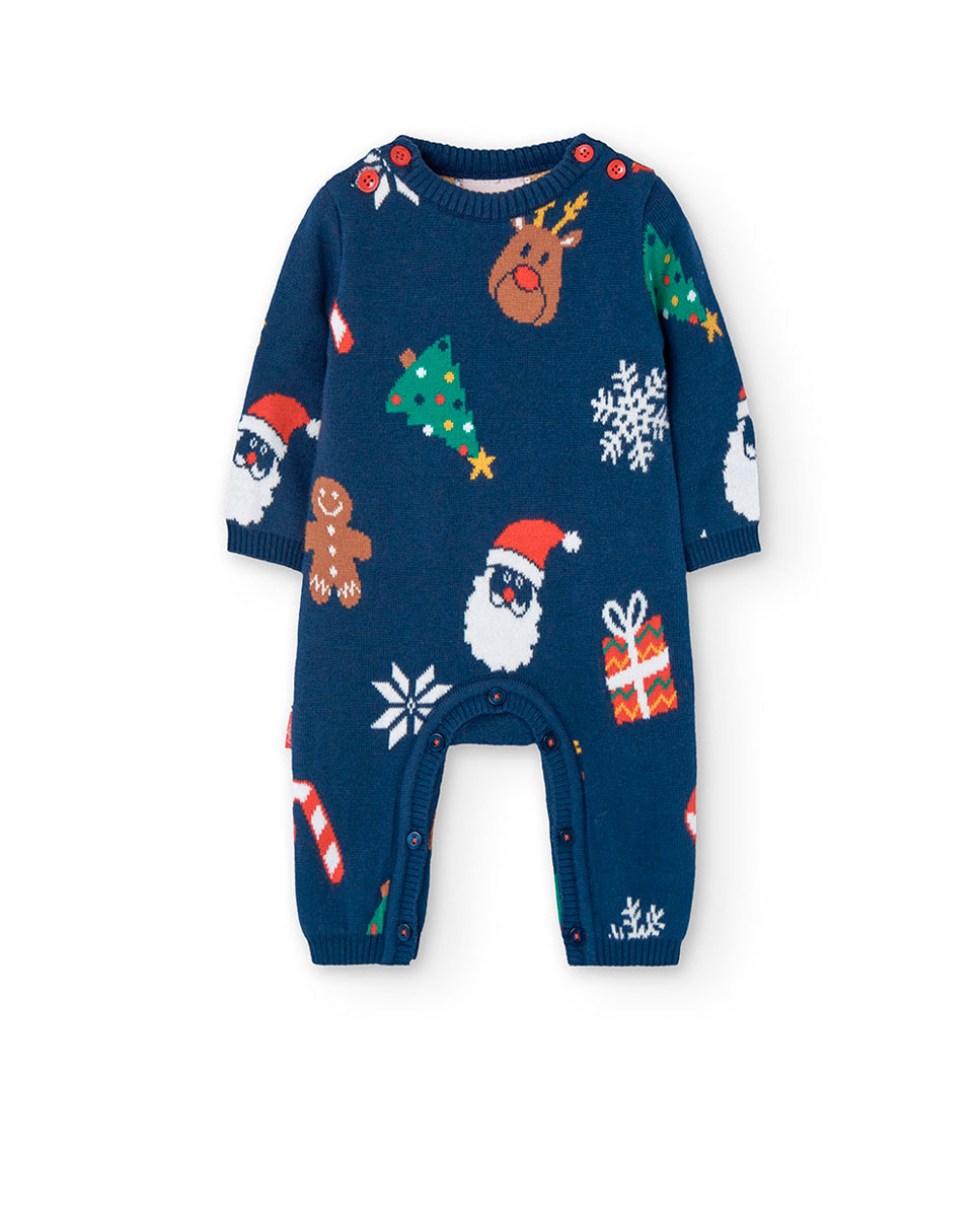 Pelele de bebé niño de punto con estampado navideño