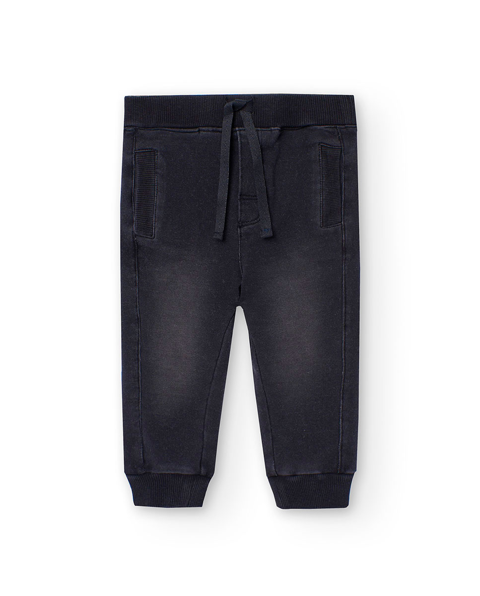 Imagen 1 de Pantalón deportivo de bebé niño con bolsillos y cordón de ajuste - Boboli - Negro Negro