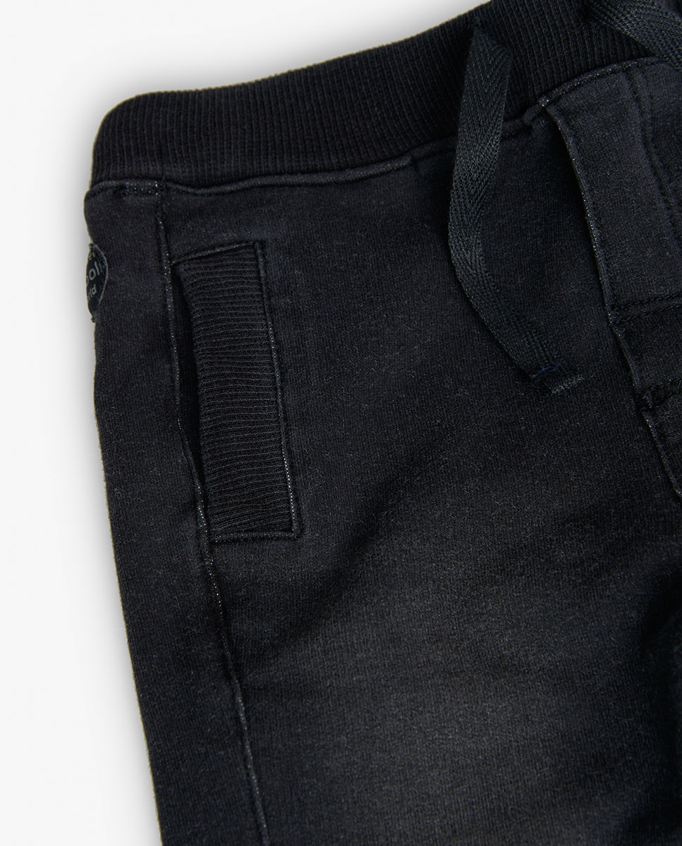Imagen 2 de Pantalón deportivo de bebé niño con bolsillos y cordón de ajuste - Boboli - Negro Negro