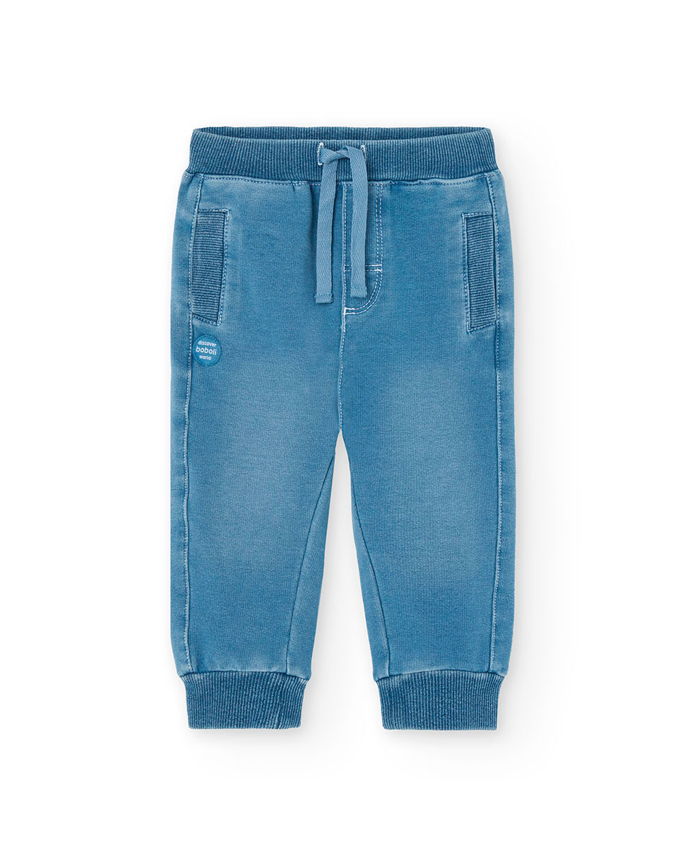 Imagen 0 de Pantalón deportivo de bebé niño con bolsillos y cordón de ajuste Azul claro