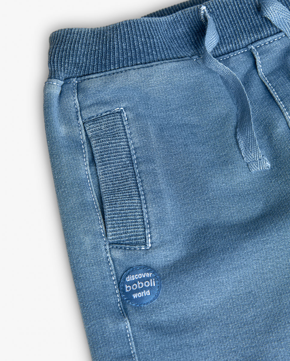 Imagen 3 de Pantalón deportivo de bebé niño con bolsillos y cordón de ajuste - Boboli - Azul claro Azul claro