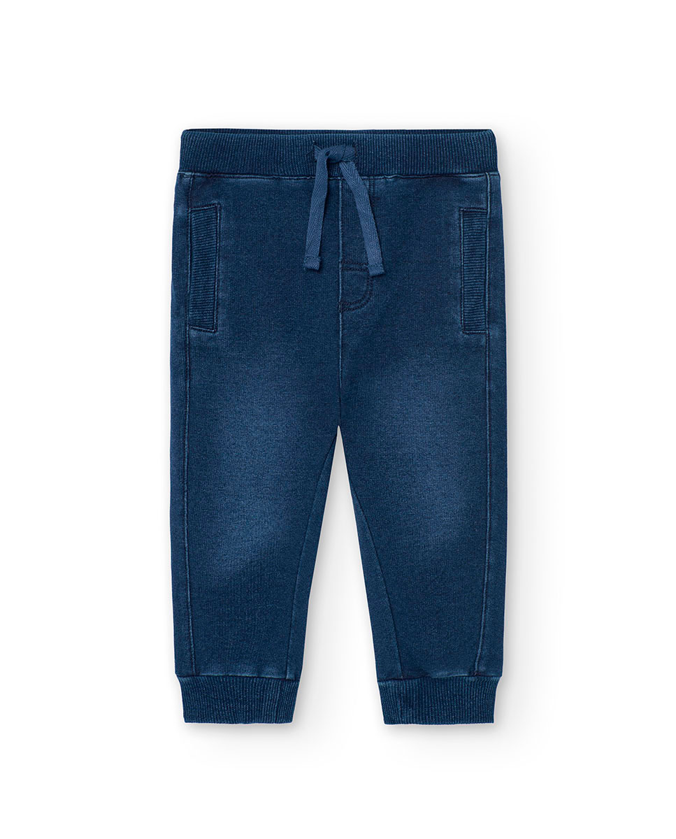 Imagen 1 de Pantalón deportivo de bebé niño con bolsillos y cordón de ajuste - Boboli - Azul Azul