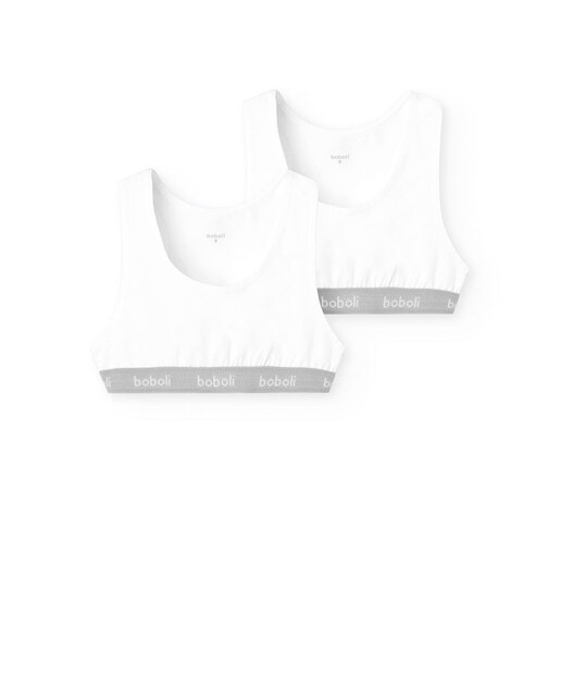 Imagen 0 de Pack de 2 tops de niña lisos de algodón