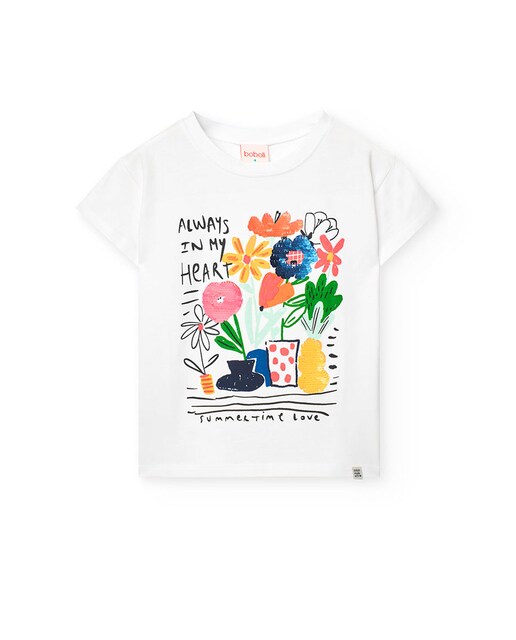 Imagen 0 de Camiseta de niña de manga corta con cuello redondo