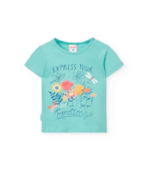 Imagen 0 de Camiseta de niña de manga corta con cuello redondo