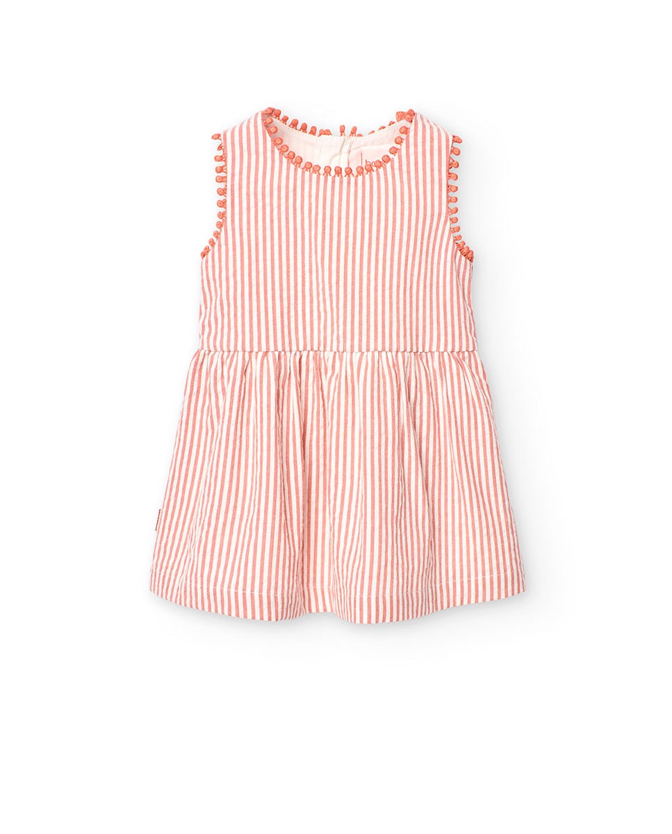 Vestido de niña de algodón con estampado de rayas - Boboli - Naranja Naranja-1