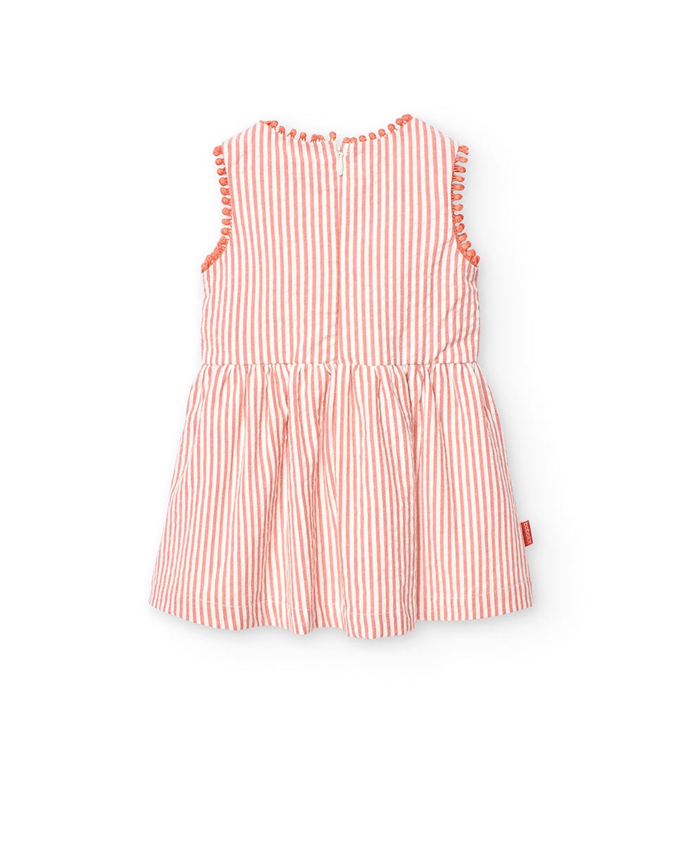 Vestido de niña de algodón con estampado de rayas - Boboli - Naranja Naranja-3