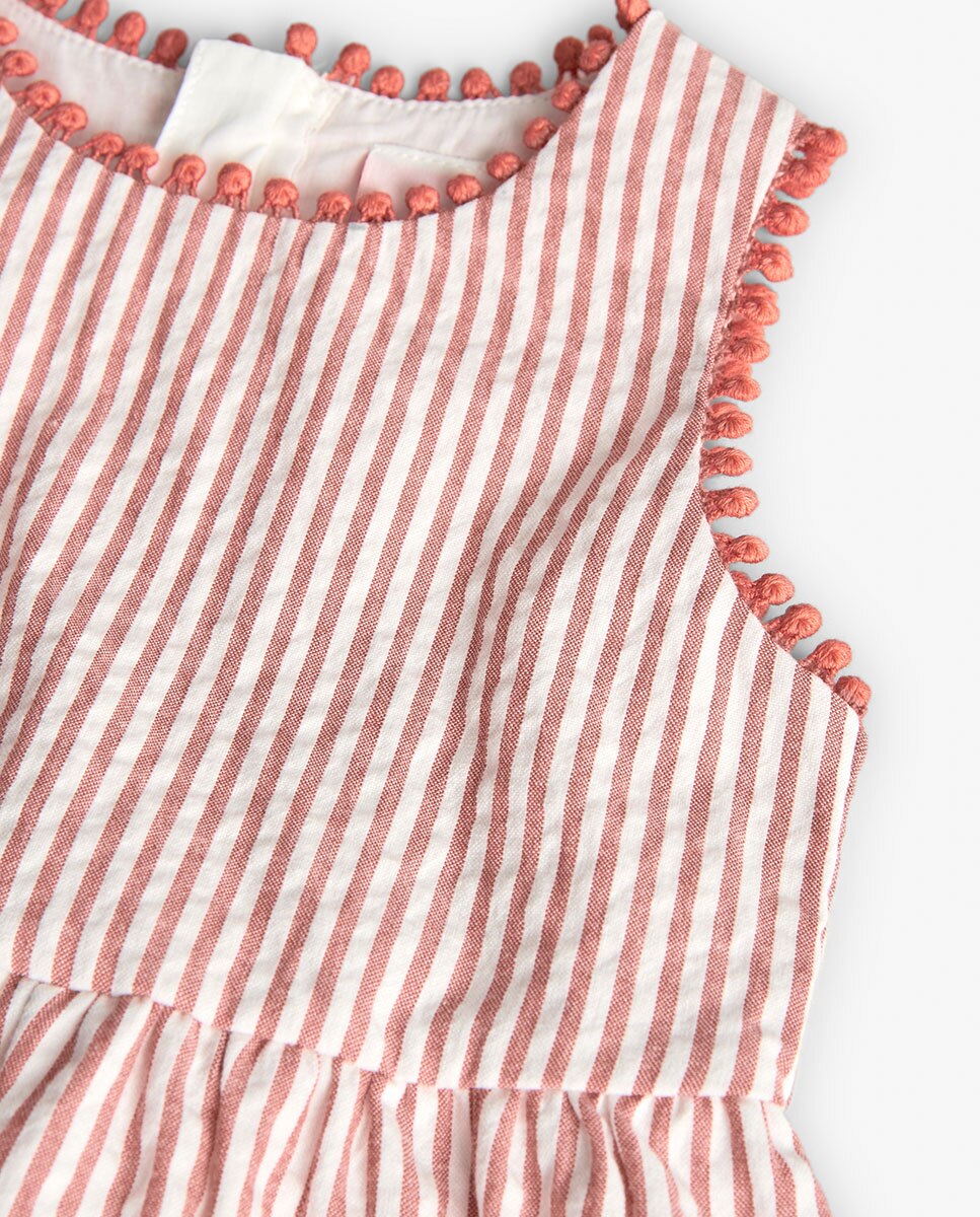 Vestido de niña de algodón con estampado de rayas - Boboli - Naranja Naranja-4