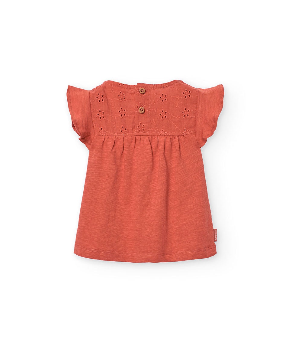 Camiseta de niña lisa de algodón - Boboli - Granate Granate-3
