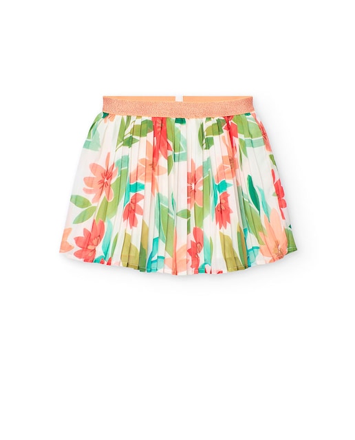 Imagen 0 de Falda de niña plisada con estampado de flores