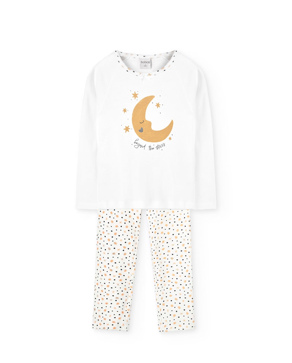 Pijama de niña con estampado de fantasía y cuello redondo
