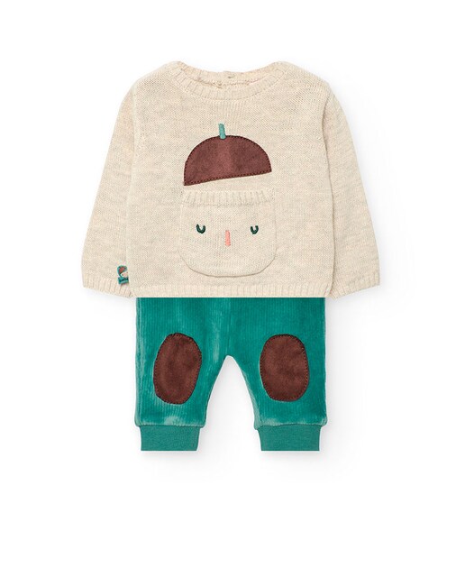 Imagen 0 de Conjunto de bebé de jersey y pantalón de pana