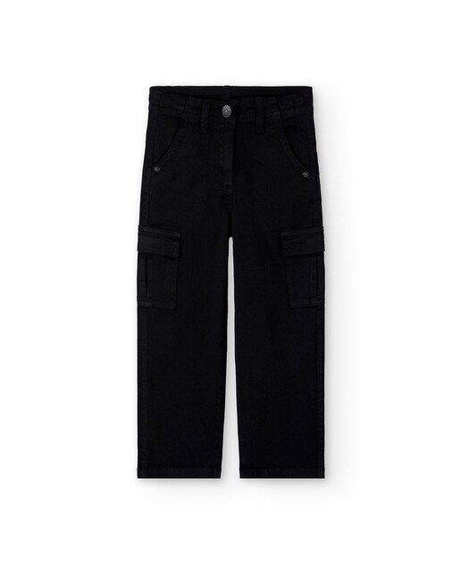 Imagen 0 de Pantalón cargo de sarga de niña con bolsillos