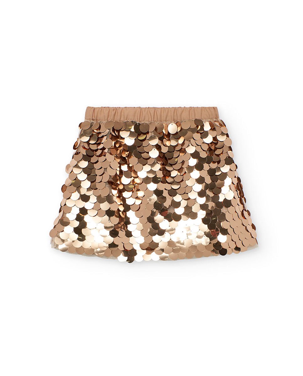 Falda corta liso de niña - Boboli - Oro Oro-3