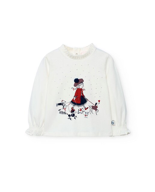 Imagen 0 de Camiseta de niña con manga larga y estampado