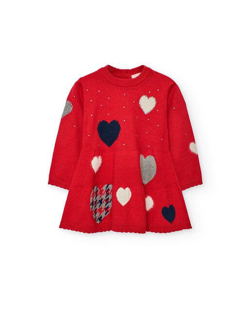 Imagen 0 de Vestido de bebé niña con manga larga y corazones
