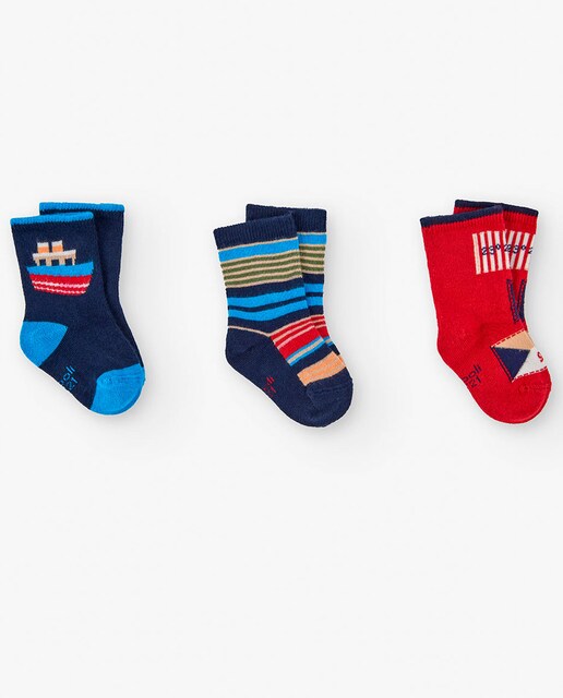 Imagen 0 de Pack de 3 pares de calcetines de bebé cortos con estampado
