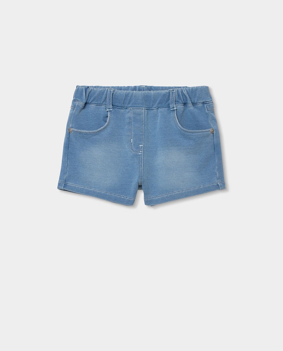 Pantalones short felpa denim bleach - Boboli - Azul denim Azul denim-1