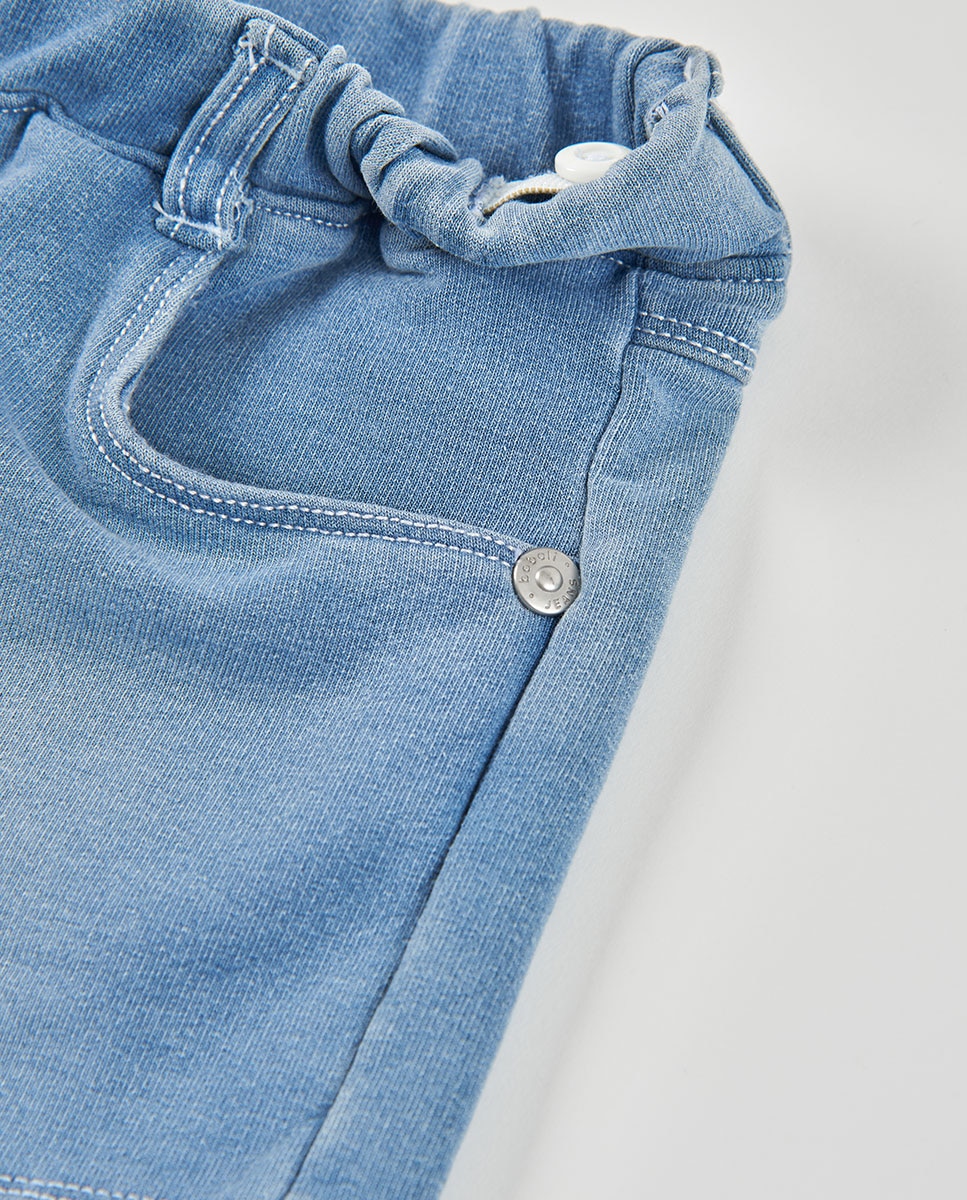 Pantalones short felpa denim bleach - Boboli - Azul denim Azul denim-2