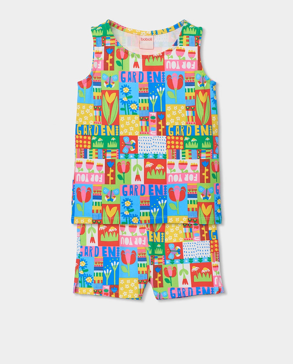Imagen 0 de Pijama punto estampado Azul / Amarillo