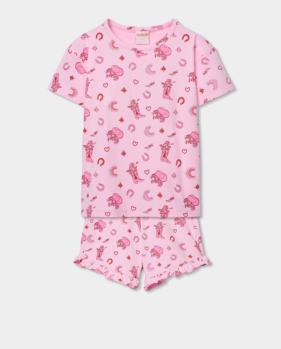 Pijama punto estampado de niña - Boboli - Rosa Rosa-1