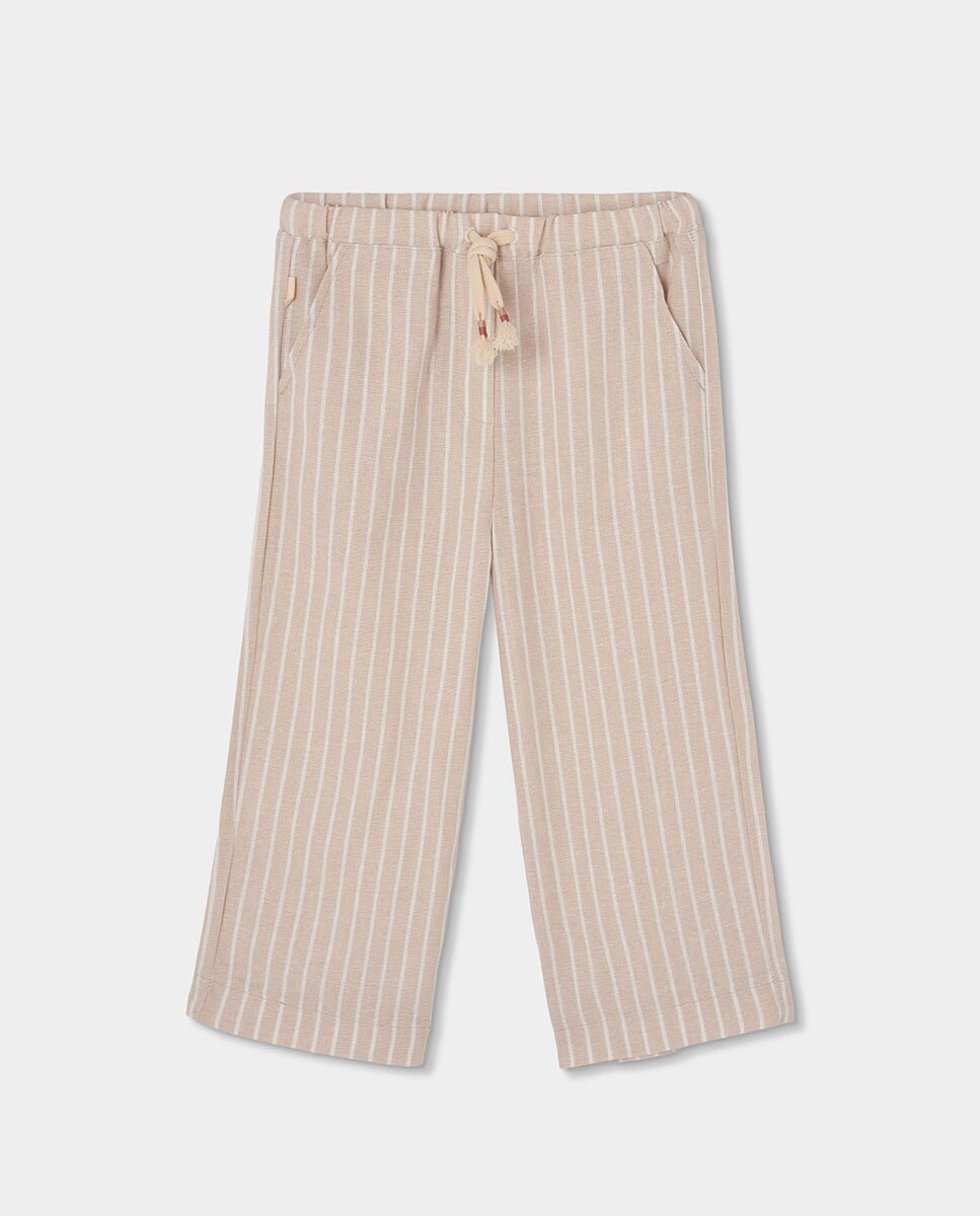 Imagen 0 de Pantalón lino listado de niña Beige