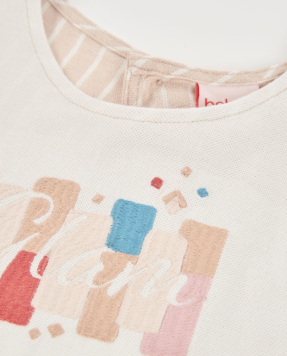 Top lino combinado de niña - Boboli - Beige Beige-2