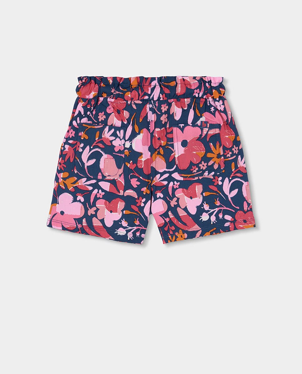 Bermudas satén flores de niña - Boboli - Azul marino / Rosa Azul marino / Rosa-3