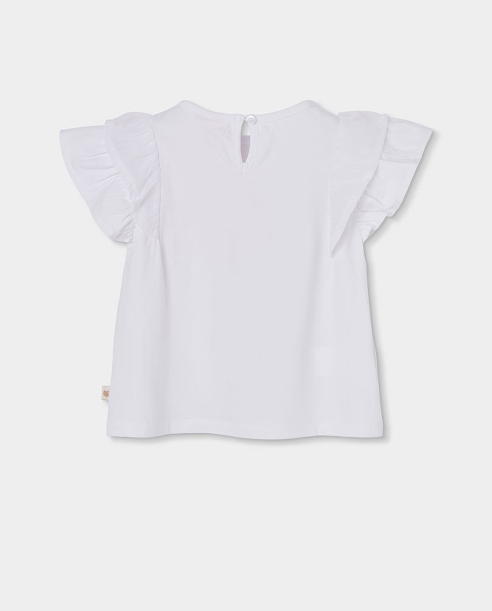 Camiseta punto combinada de niña - Boboli - Blanco / Rosa Blanco / Rosa-2