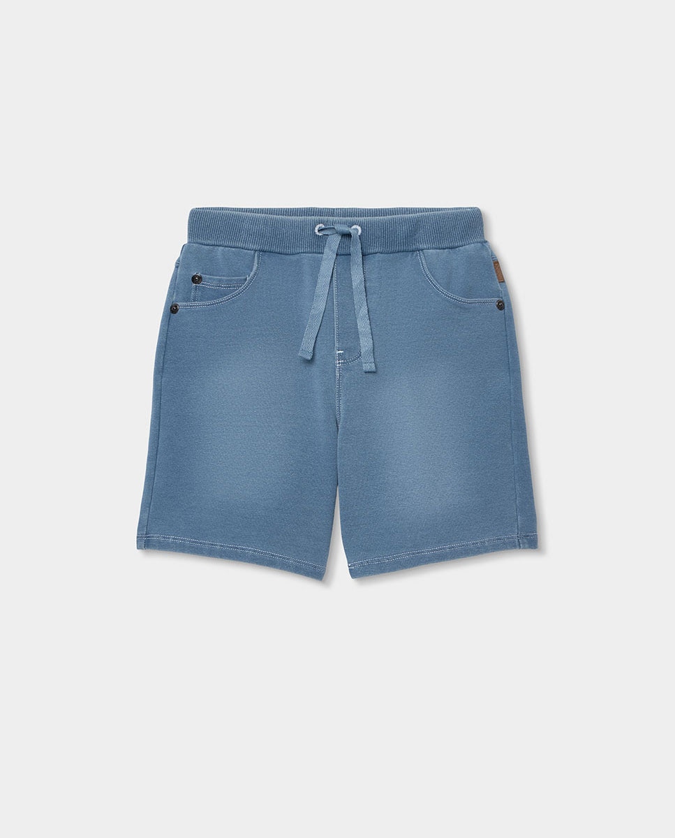 Bermudas felpa denim bleach - Boboli - Azul denim Azul denim-1