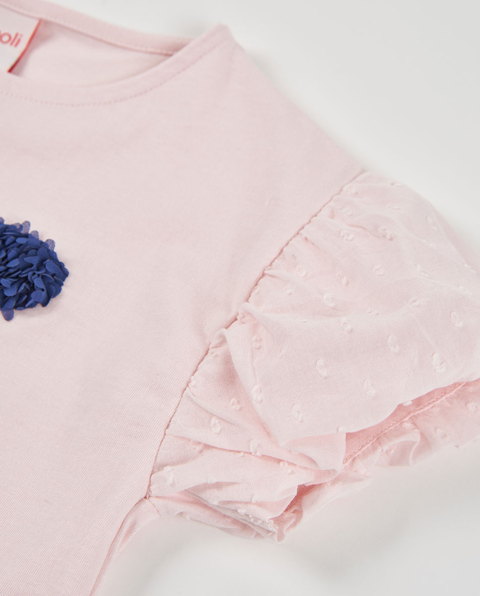 Camiseta punto combinada de niña - Boboli - Rosa / Azul marino Rosa / Azul marino-2