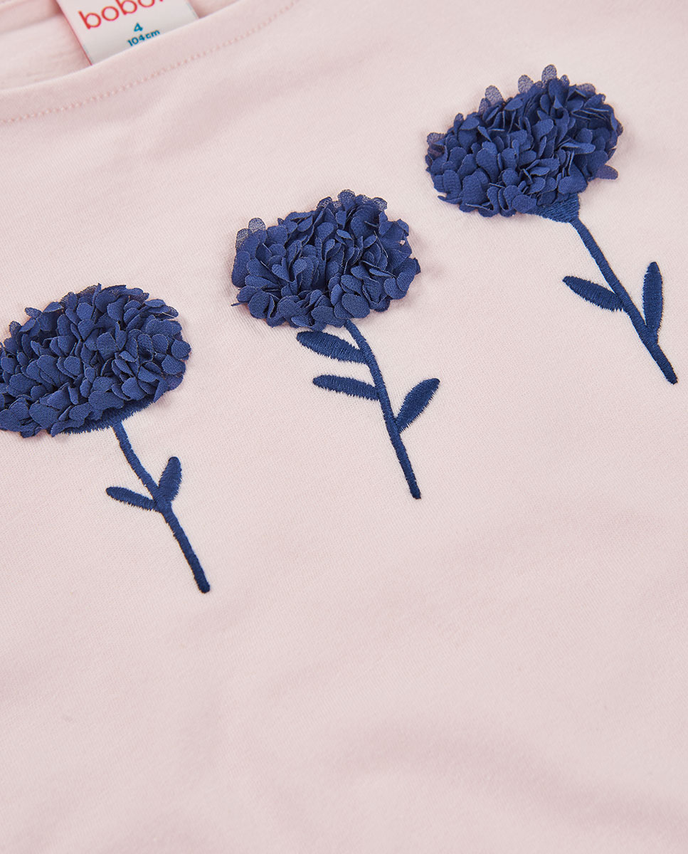 Camiseta punto combinada de niña - Boboli - Rosa / Azul marino Rosa / Azul marino-4