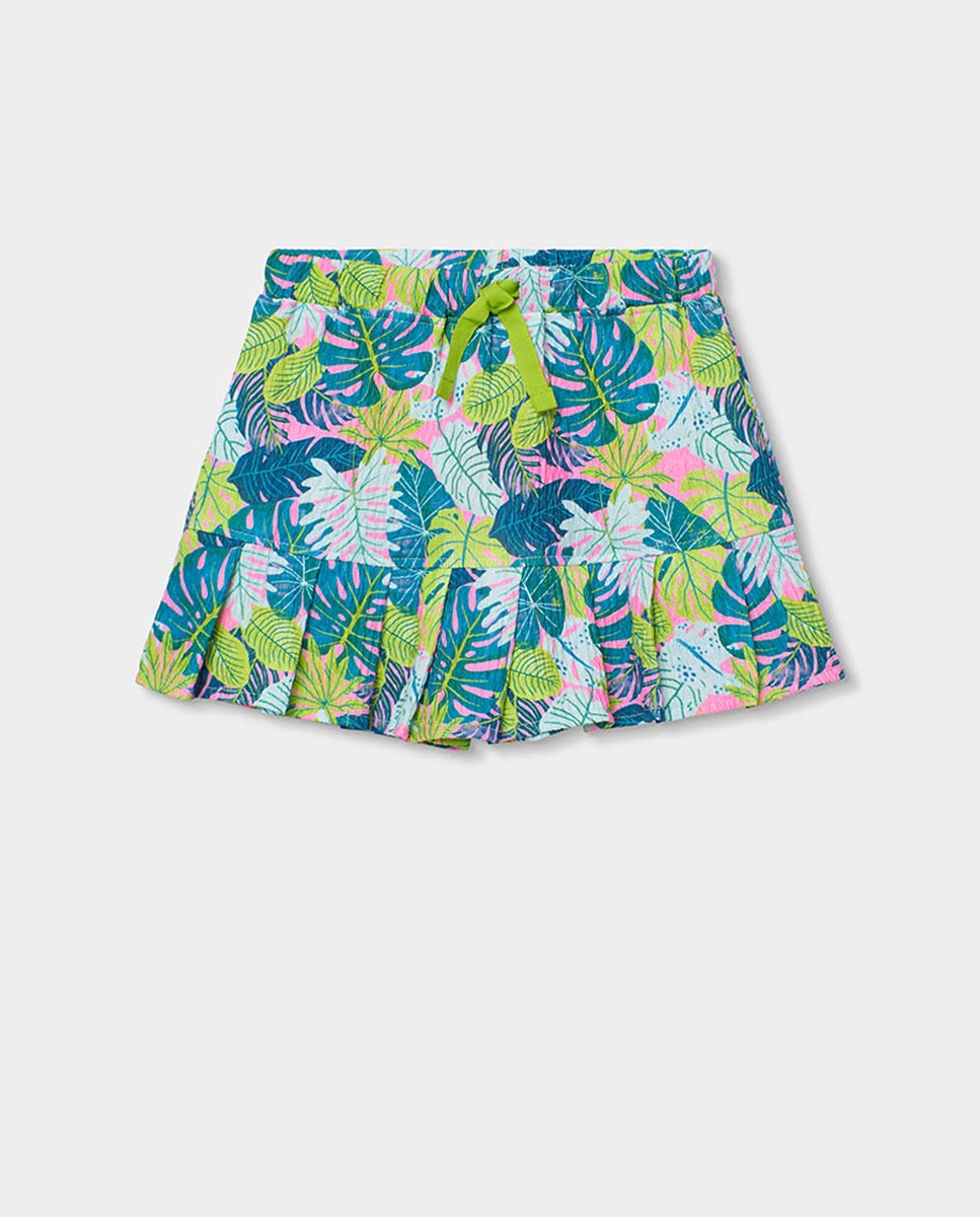 Falda punto estampada de niña - Boboli - Rosa / Verde Rosa / Verde-1