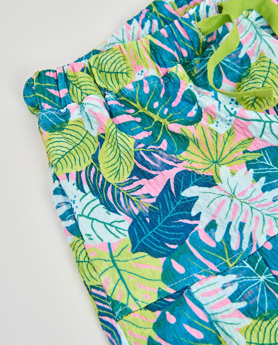 Falda punto estampada de niña - Boboli - Rosa / Verde Rosa / Verde-2