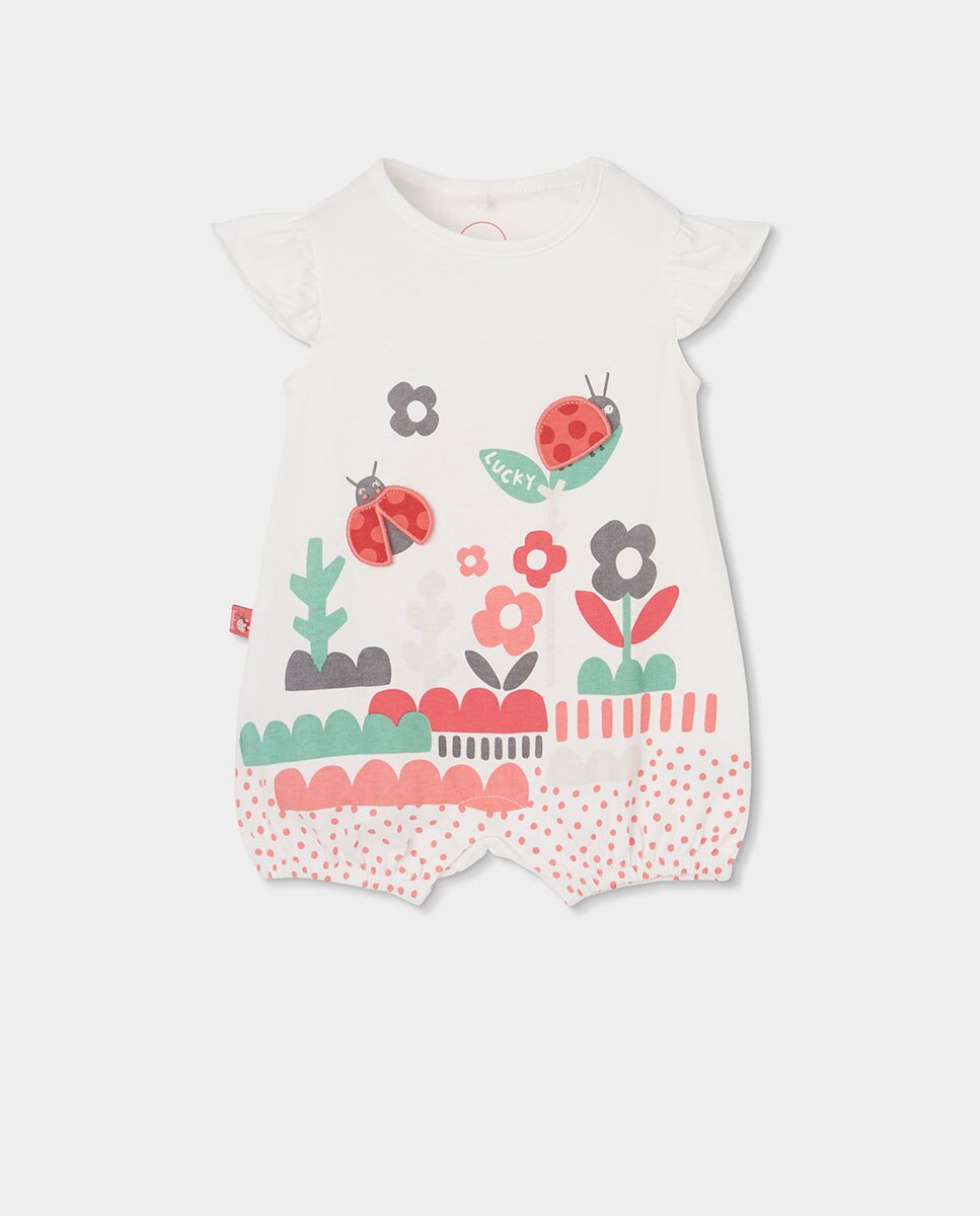 Pelele punto de bebé niña - Boboli - Blanco / Rojo Blanco / Rojo-1
