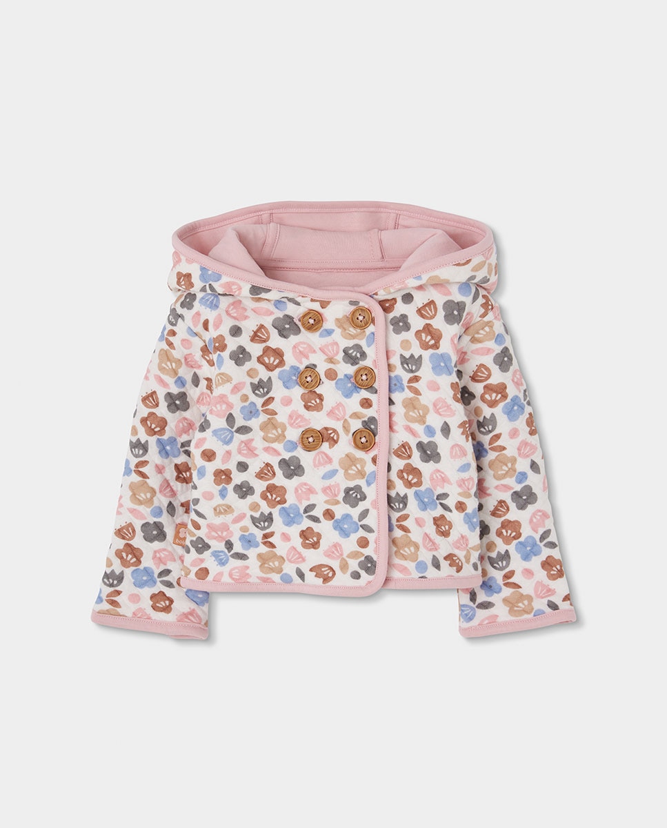 Chaqueta de punto de bebé niña de algodón con capucha - Boboli - Multicolor Multicolor-2