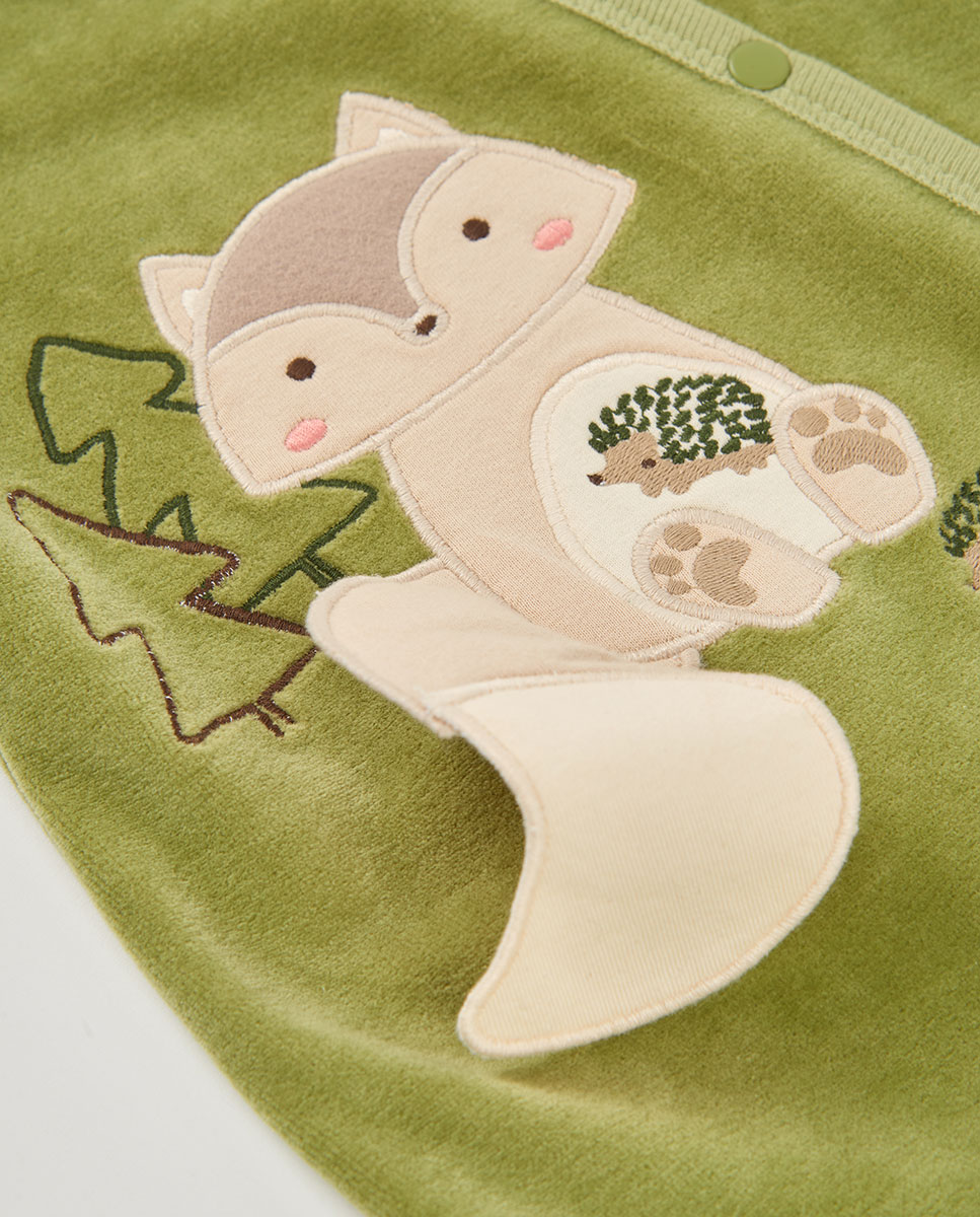 Pelele de bebé de manga larga con cuello redondo - Boboli - Beige / Blanco Beige / Blanco-2