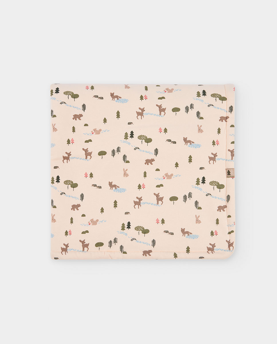 Manta bebé de felpa estampado bosque animales - Boboli - Rosa Rosa-3