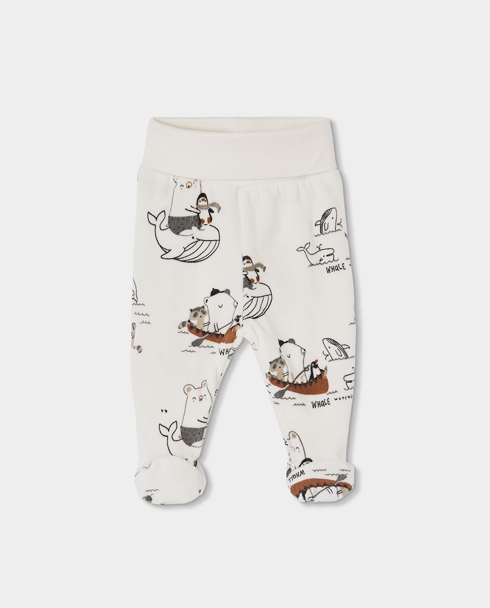 Conjunto de bebé de manga larga con cuello semicisne - Boboli - Blanco / Roble Blanco / Roble-4