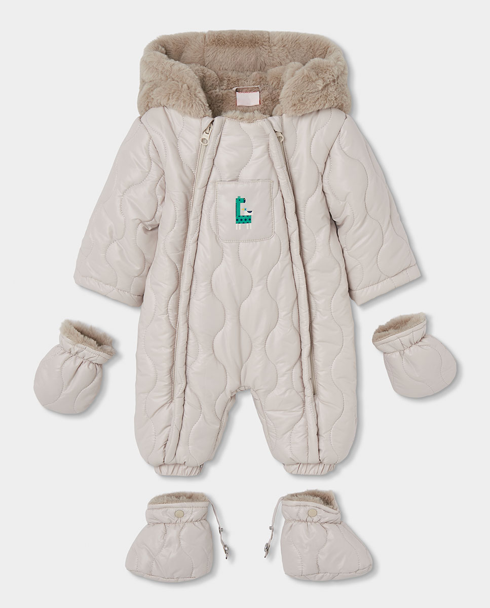 Pelele de bebé de manga larga con cuello redondo - Boboli - Beige Beige-1