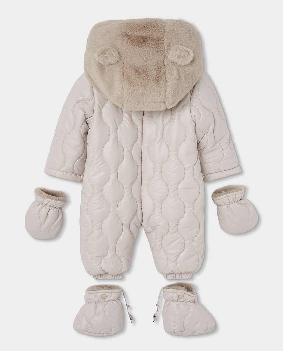 Pelele de bebé de manga larga con cuello redondo - Boboli - Beige Beige-3