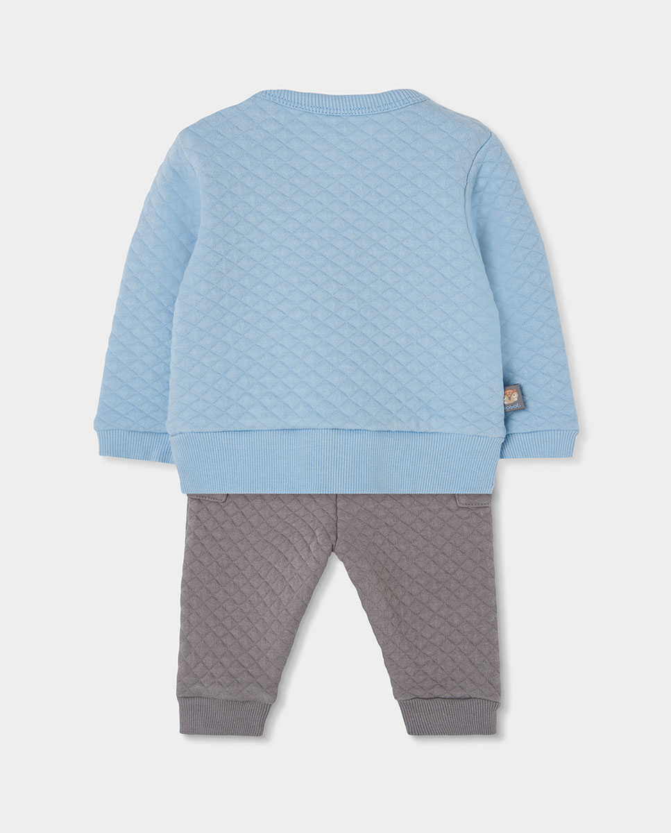 Conjunto de punto de bebe niño de manga larga con cuello redondo - Boboli - Azul claro Azul claro-2