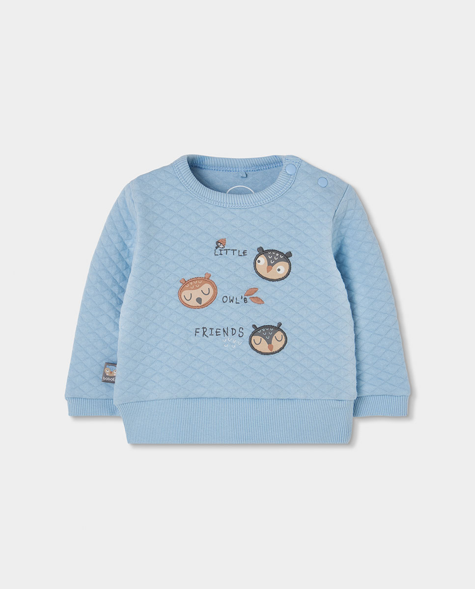 Conjunto de punto de bebe niño de manga larga con cuello redondo - Boboli - Azul claro Azul claro-3