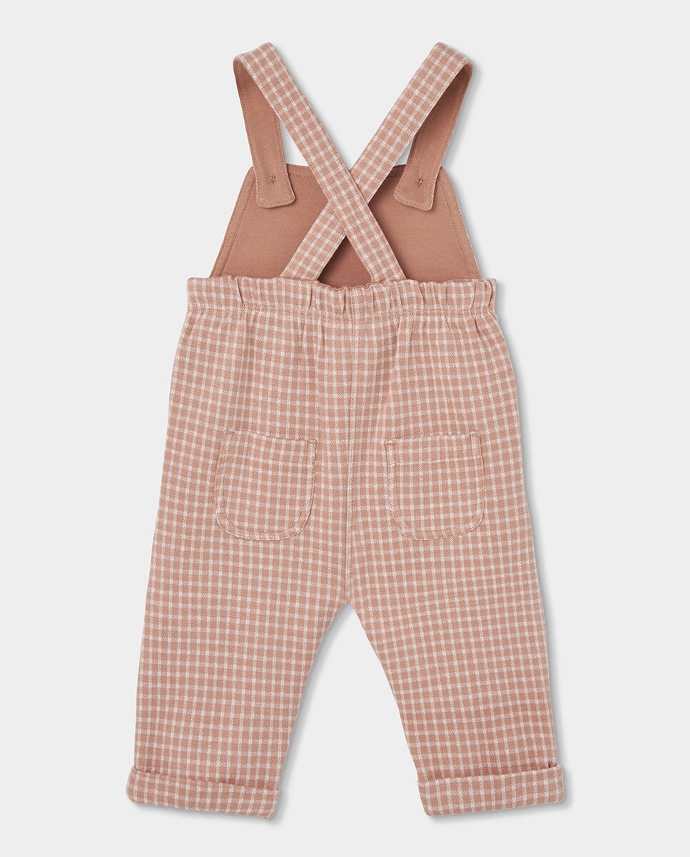 Conjunto de punto de bebe niño a cuadros con cuello semicisne - Boboli - Blanco / Rosa Blanco / Rosa-6