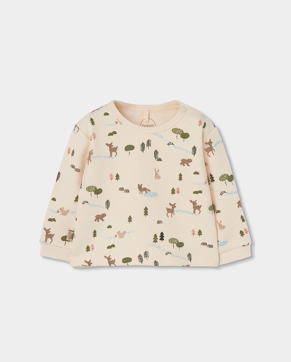 Conjunto de algodón de bebé niño de manga larga con cuello redondo - Boboli - Verde-Marrón Verde-Marrón-2