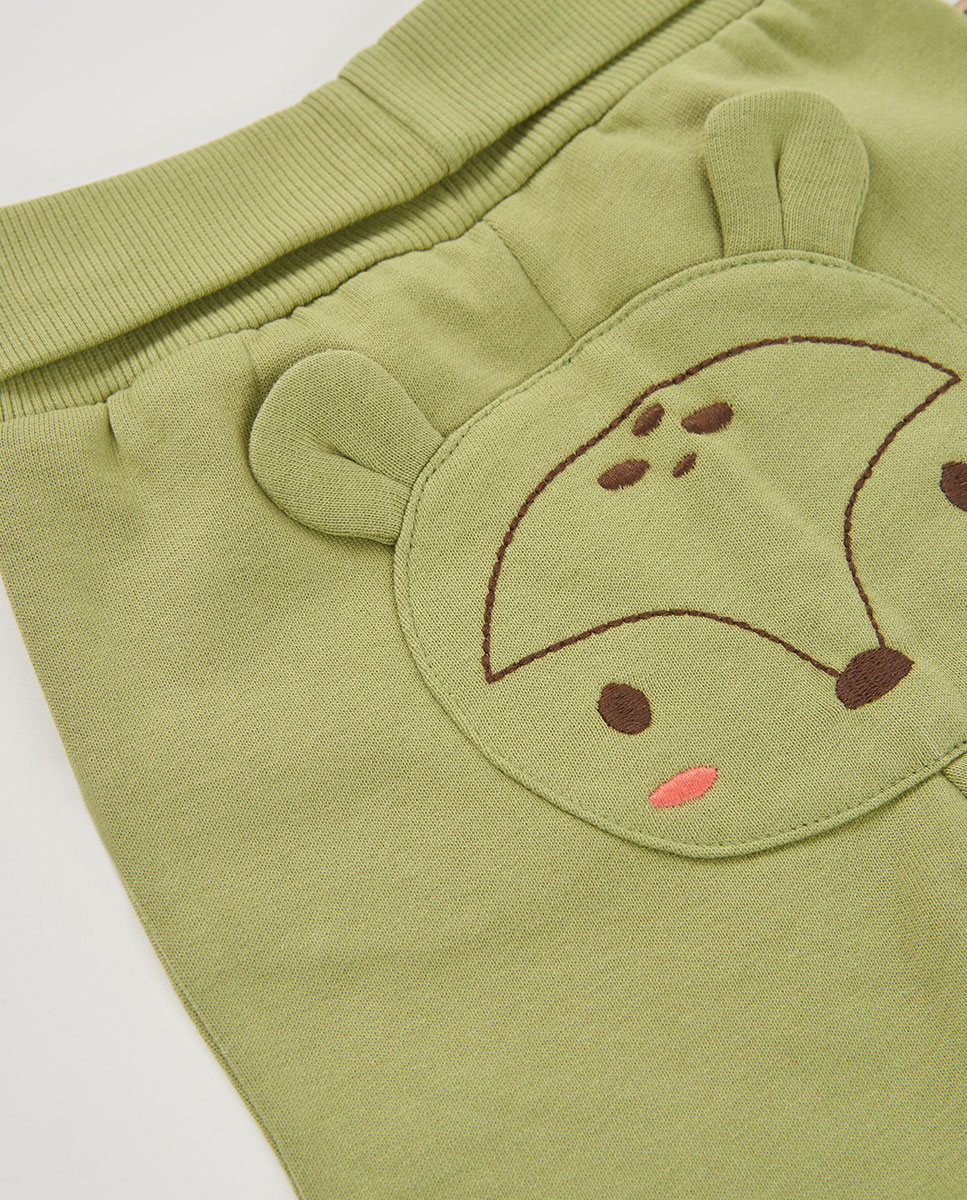 Conjunto de algodón de bebé niño de manga larga con cuello redondo - Boboli - Verde-Marrón Verde-Marrón-8