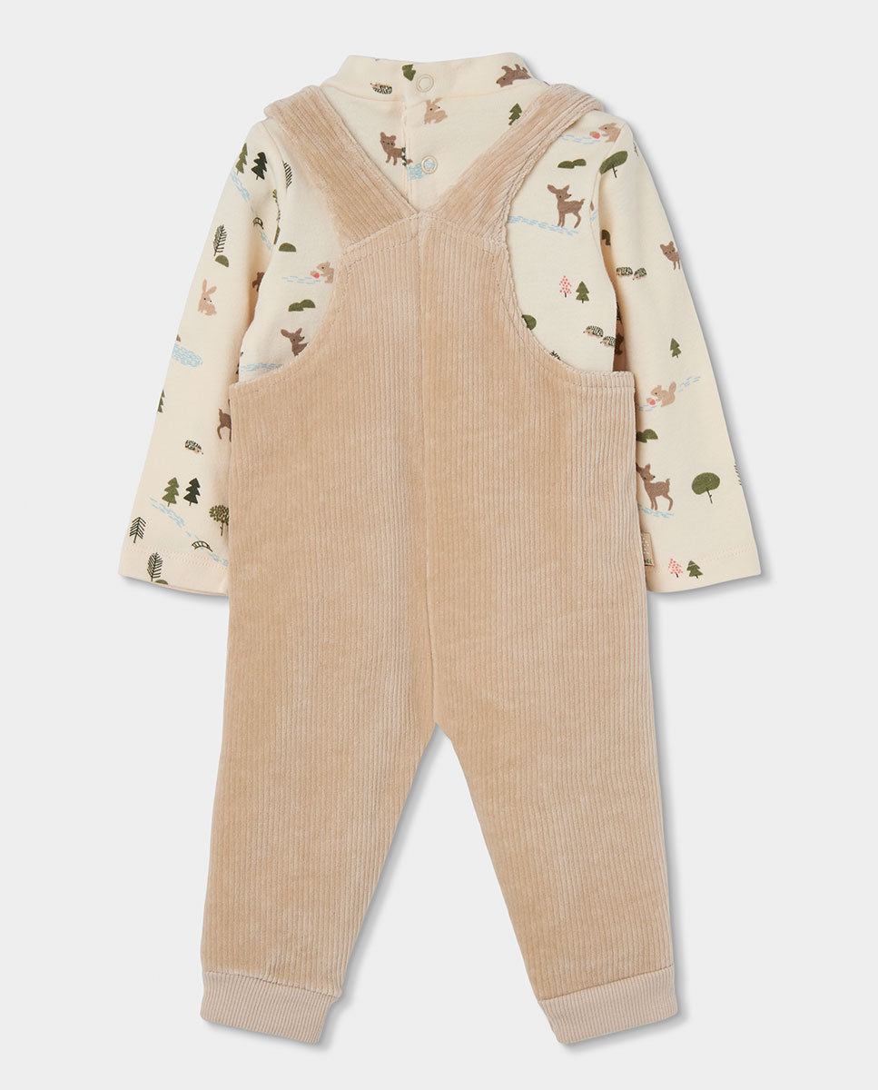 Conjunto de bebé niño de manga larga con cuello semicisne - Boboli - Blanco / Verde Blanco / Verde-3