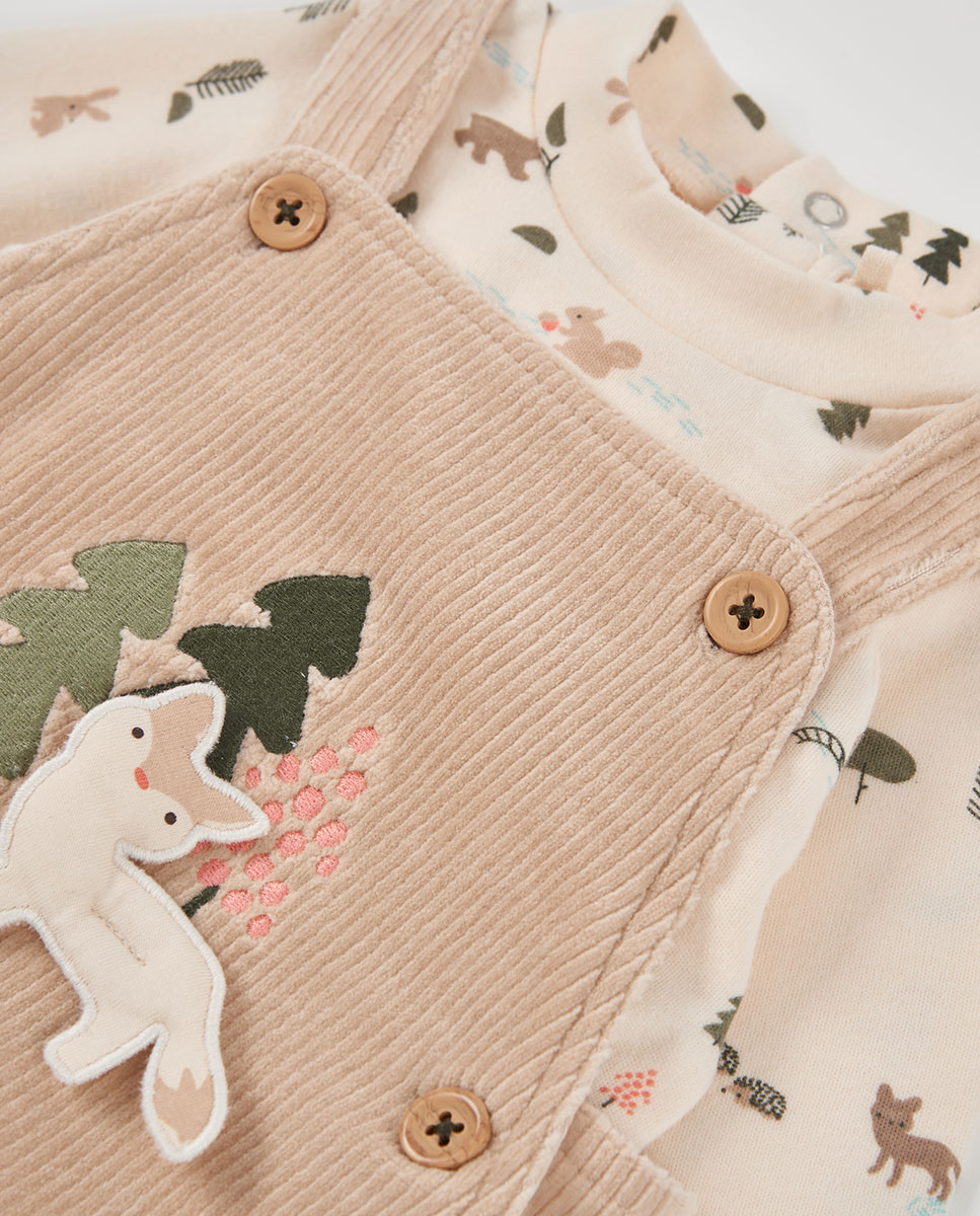 Conjunto de bebé niño de manga larga con cuello semicisne - Boboli - Blanco / Verde Blanco / Verde-7