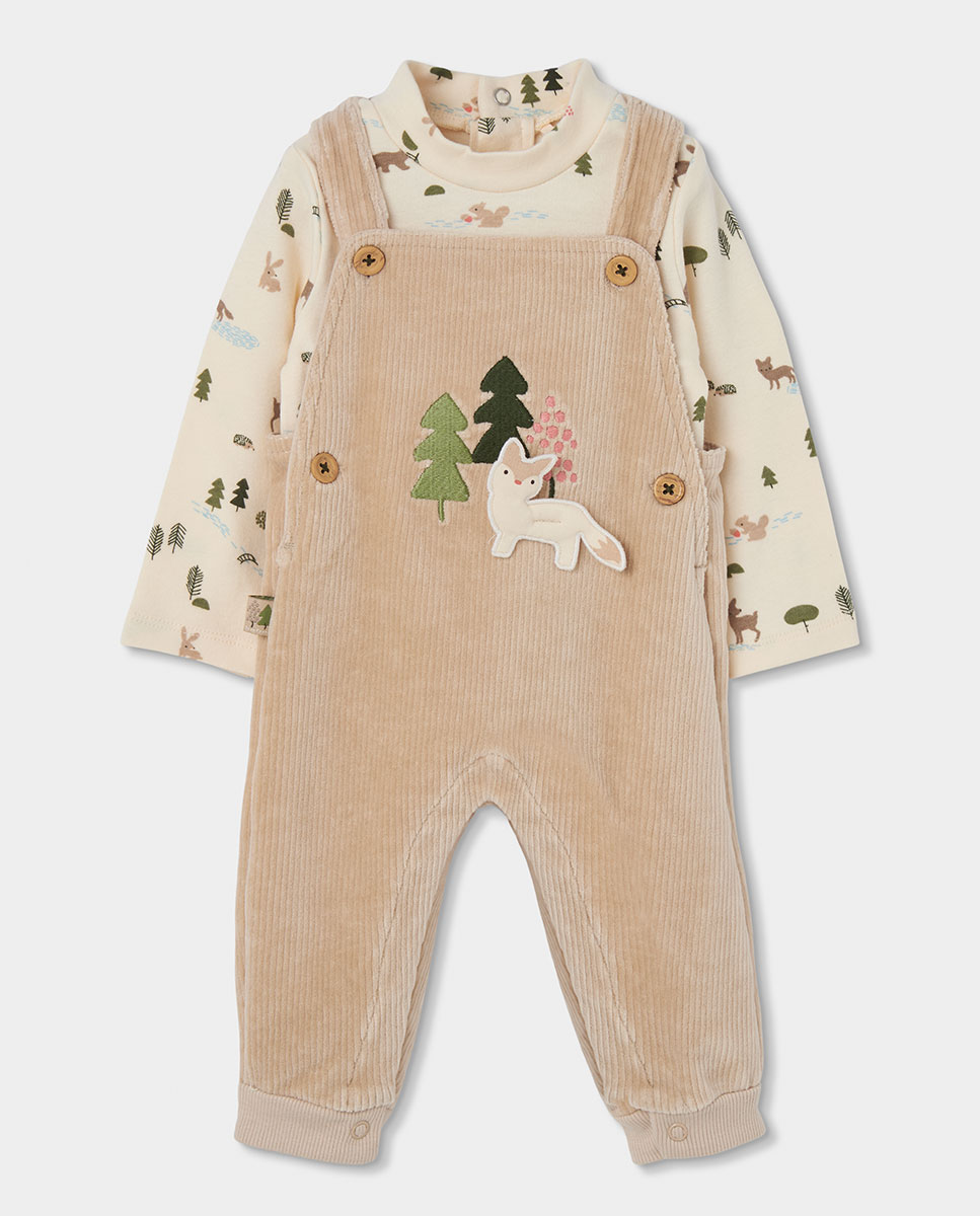 Imagen 0 de Conjunto de bebé niño de manga larga con cuello semicisne Blanco / Verde